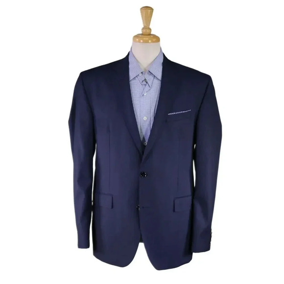 Ted Baker Royal Blue Tic Woven 2-Btn Wool Blazer Jacket 44R - Picture 1 of 9